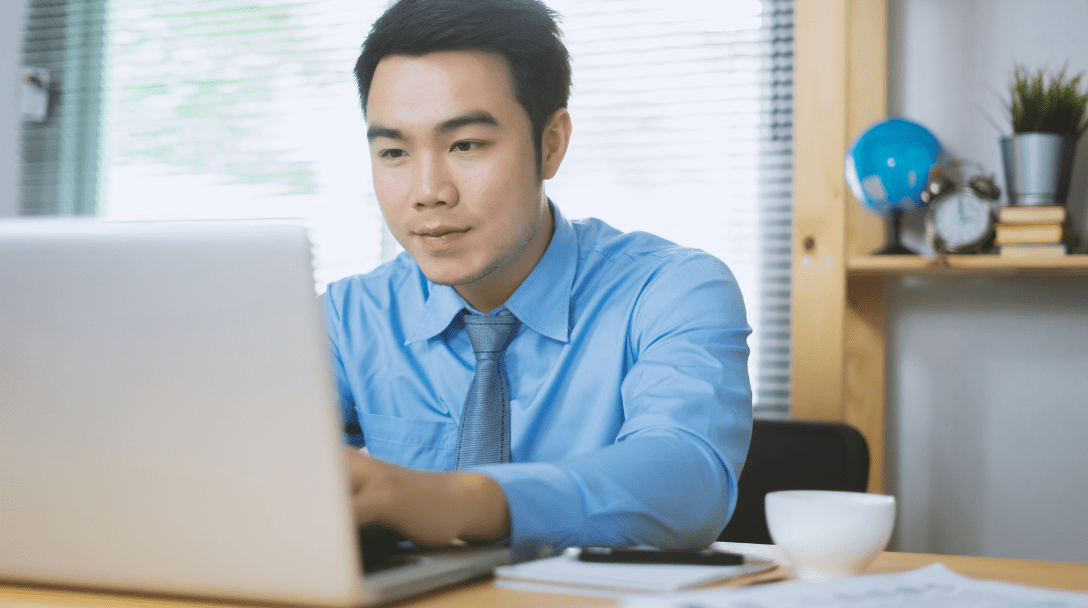 Business man on a laptop